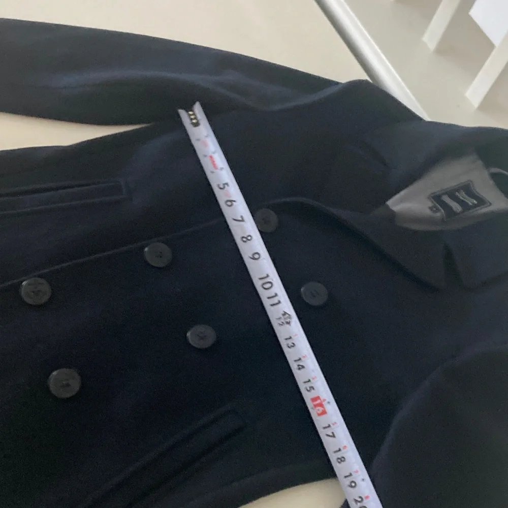 Frank & Oak The Comfort Double Breasted Wool Topcoat Blazer in navy Small